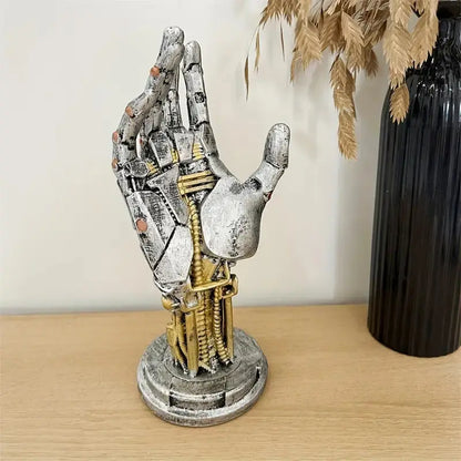 Cyberpunk Mechanical Hand Controller Stand – Gaming Controller, Headphone & Key Holder for Desk Setups