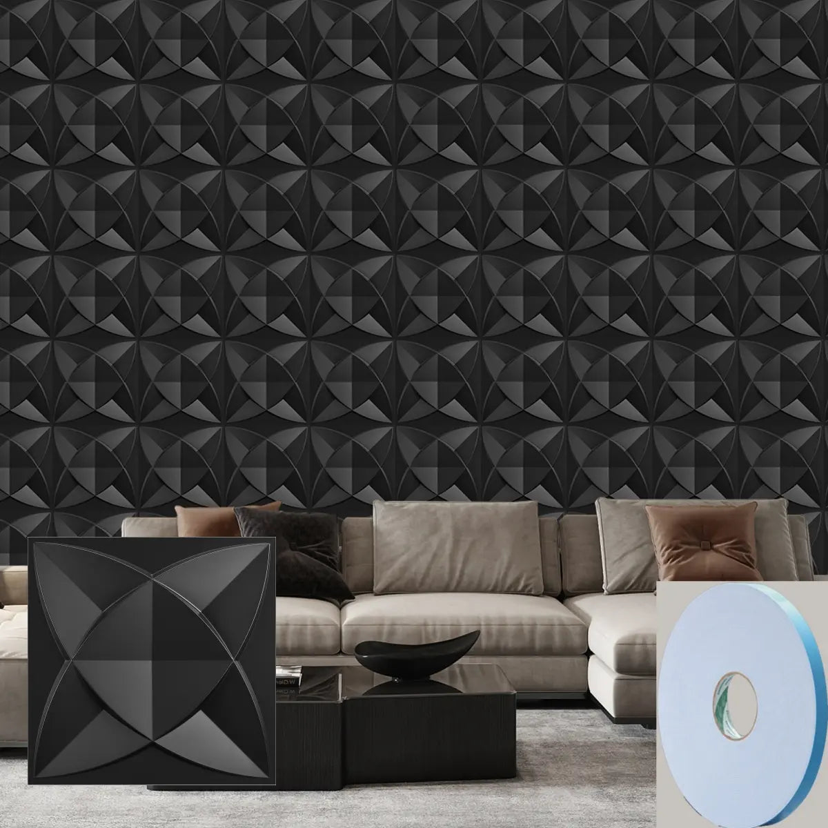 3D Diamond Wall Panels – Waterproof Geometric PVC Wall Tiles for Modern Home Décor