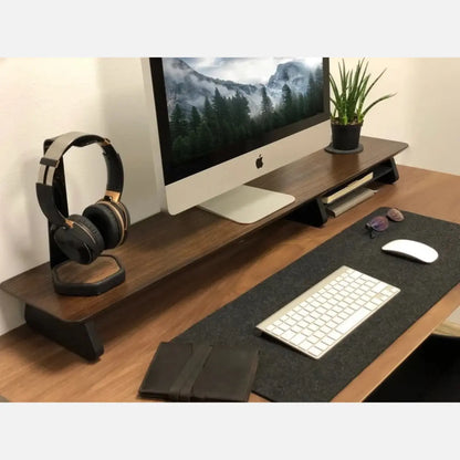 Premium Wooden Dual Monitor Riser – Solid Wood Monitor Stand for Desk Setups, Home Offices & Gaming Stations