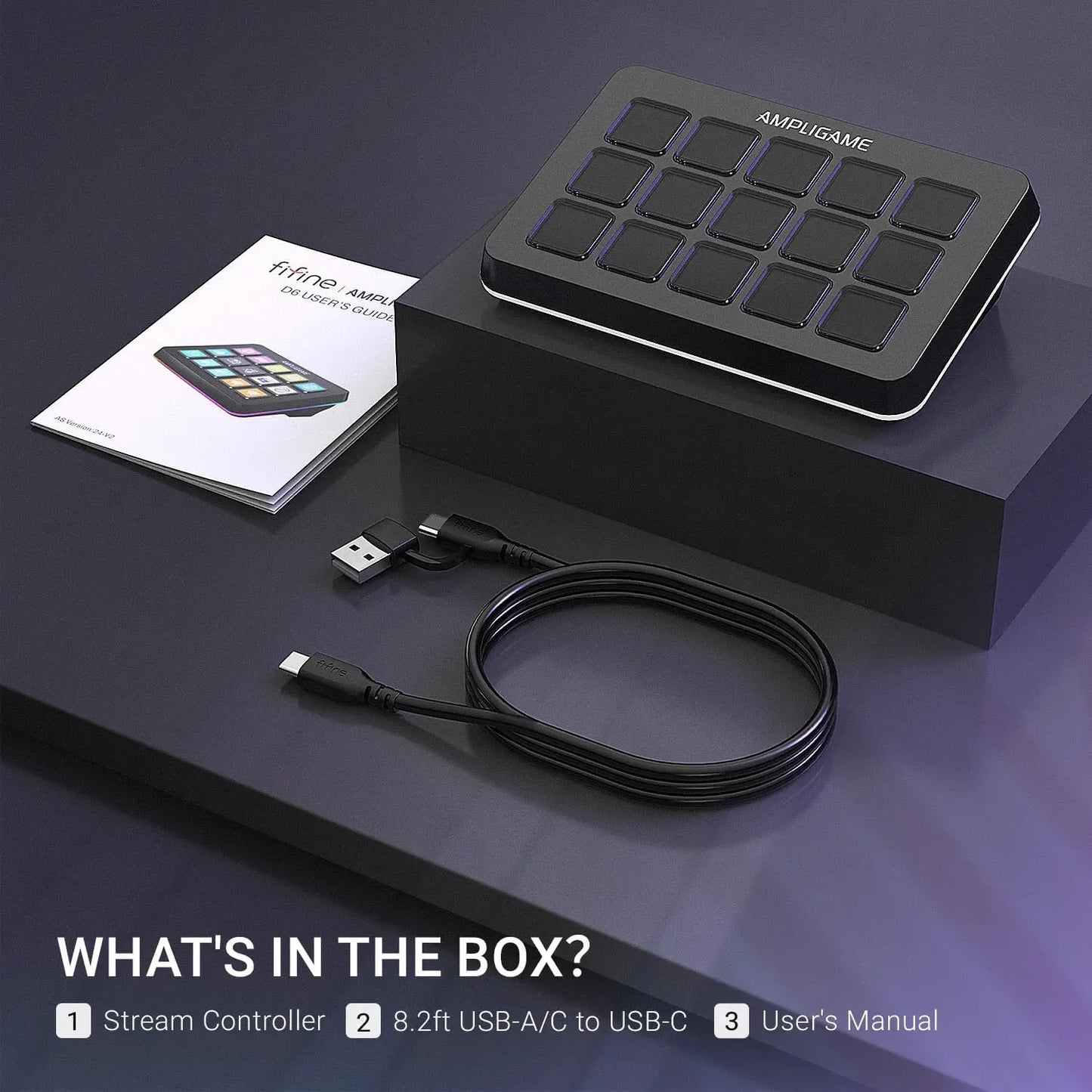 FIFINE Ampligame D6 Stream Controller – 15-Key Programmable Macro Pad