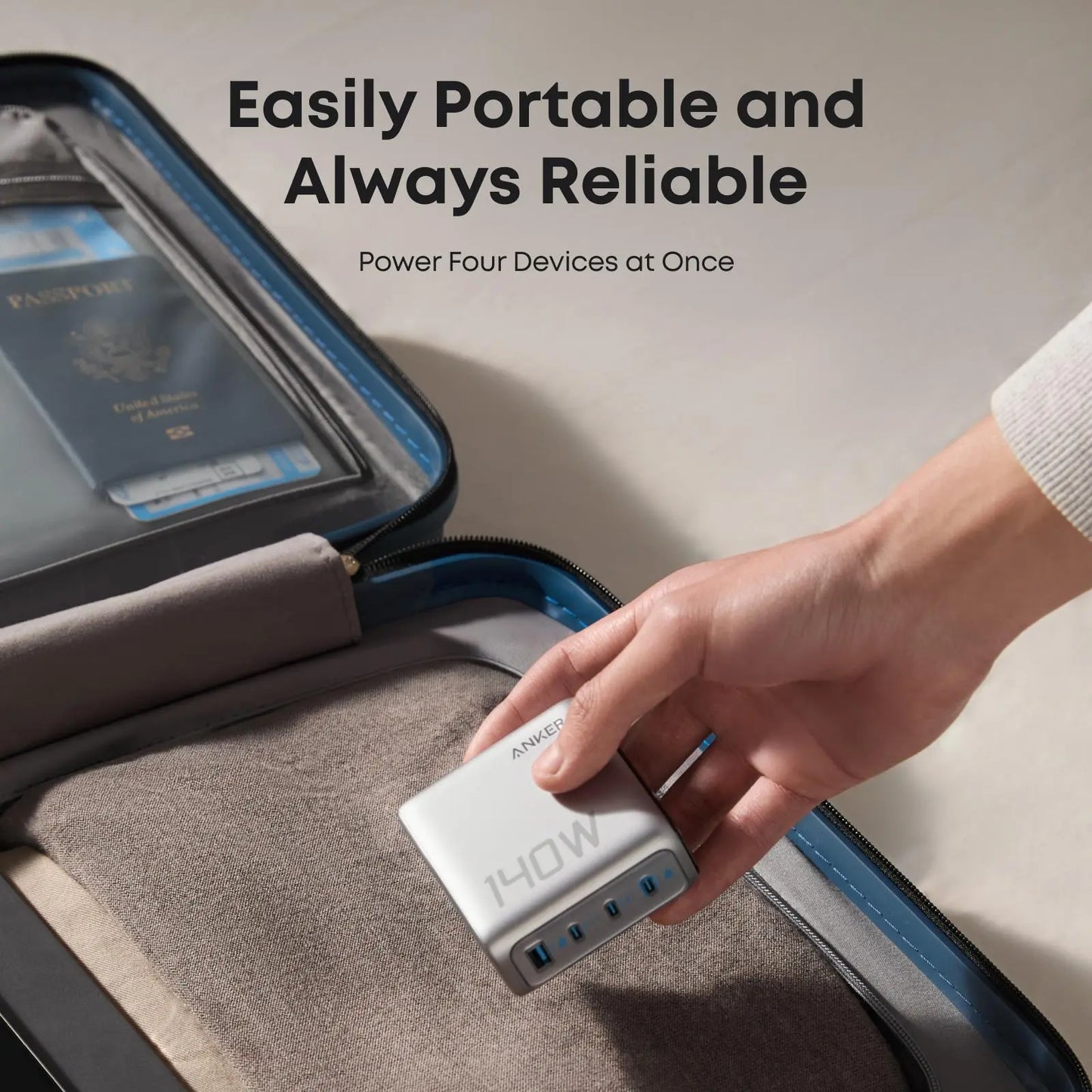 Anker 140W 4-Port GaN Smart Charger – Fast USB-C & USB-A Charging Station