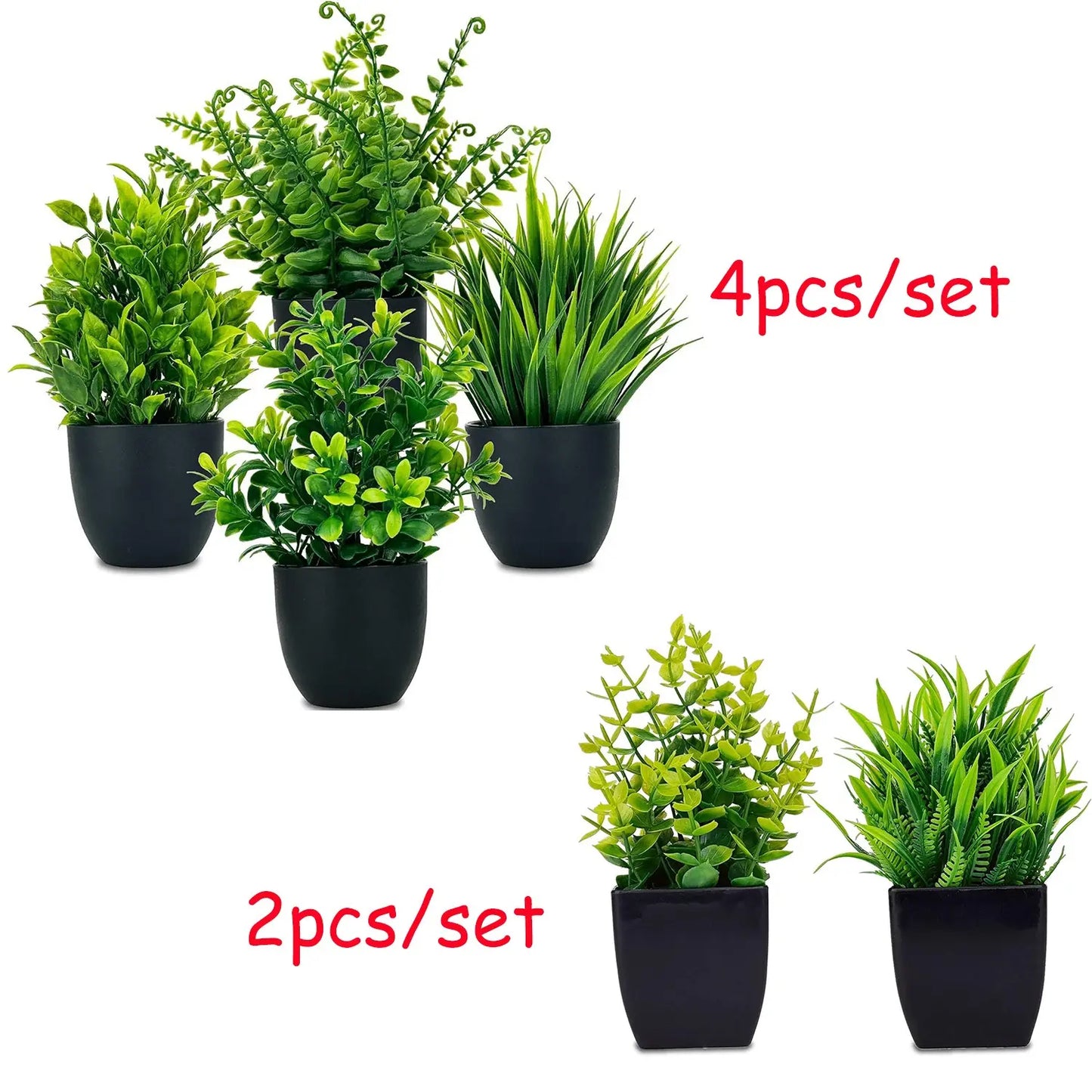 Artificial Potted Plants Set – Realistic Faux Greenery for Desk Setups, Home Offices & Home Décor