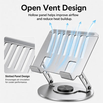 360° Rotating Adjustable Laptop Stand – Foldable Aluminium Laptop Riser for Desk Setups & Home Offices