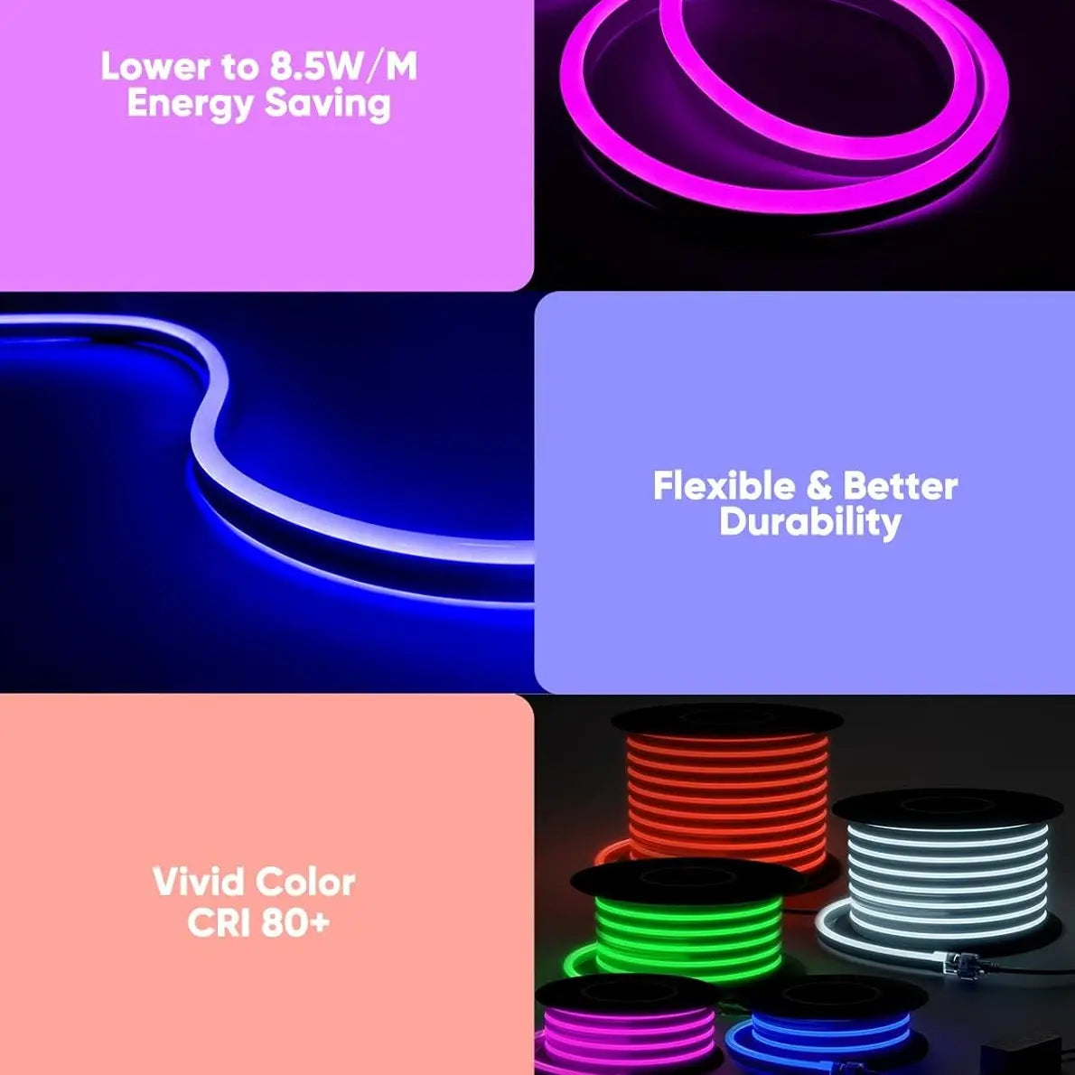 Waterproof RGB Neon LED Strip Light – Flexible Colour-Changing Rope Light with Remote Control for Indoor & Outdoor Use