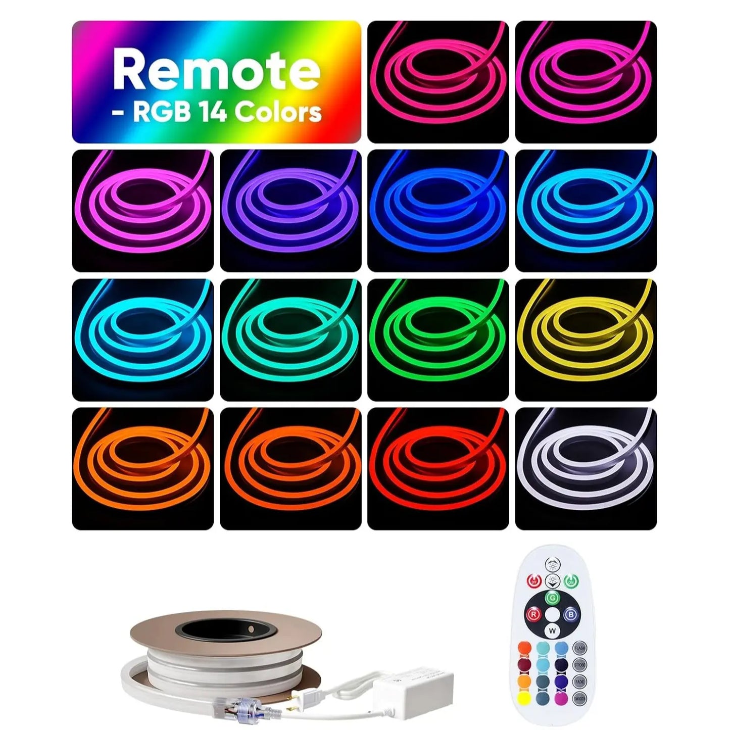 Waterproof RGB Neon LED Strip Light – Flexible Colour-Changing Rope Light with Remote Control for Indoor & Outdoor Use