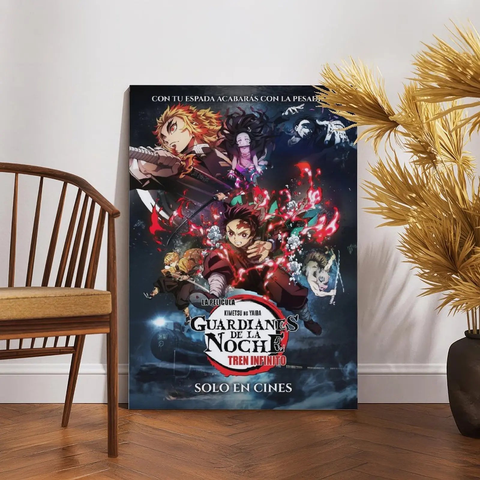 Demon Slayer Framed Canvas Wall Art, Premium Anime Print, UV-Protected Waterproof Canvas, Fade-Resistant Home & Gaming Room Decor