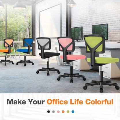 Ergonomic Armless Office Chair – Adjustable Mesh Desk Chair with Wheels for Home Offices & Workspaces