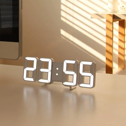 3D LED Digital Wall Clock – Adjustable Brightness Desk & Wall Clock with Date, Temperature & Alarm